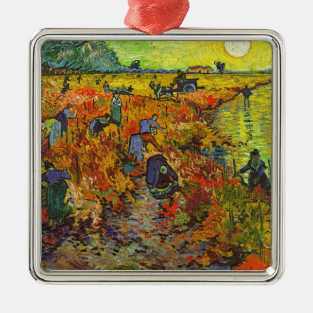 Vincent van Gogh - The Red Vineyard Metal Tree Decoration (Front)