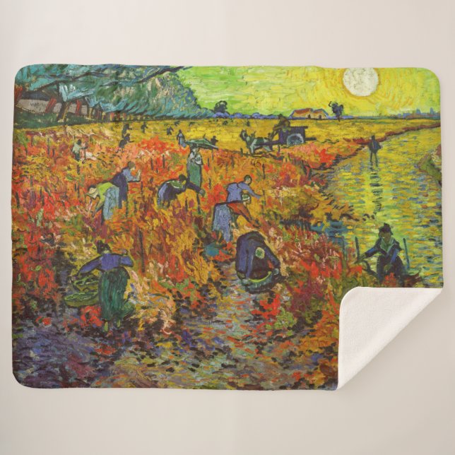 Vincent van Gogh - The Red Vineyard Sherpa Blanket (Front (Horizontal))