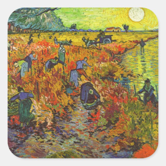 Vincent van Gogh - The Red Vineyard Square Sticker (Front)