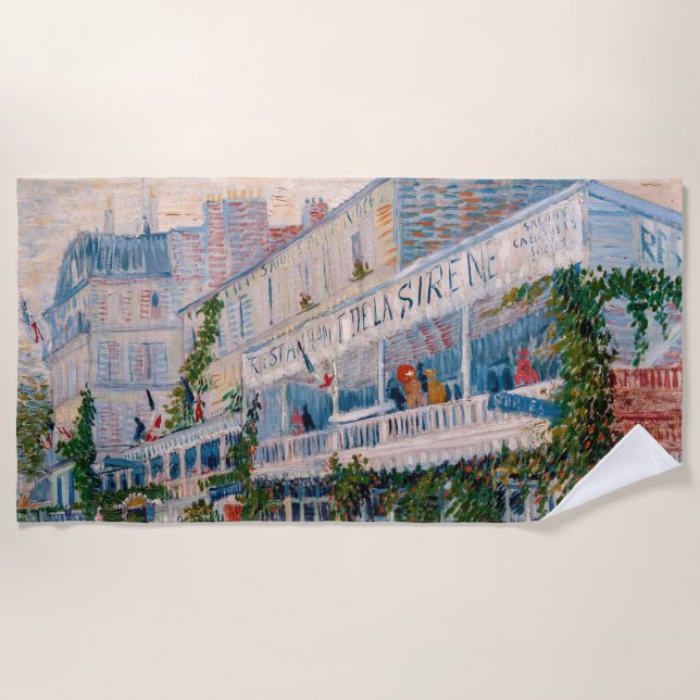 Vincent van Gogh - The Restaurant de la Sirene Beach Towel (Front)