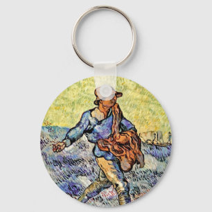 Vincent Van Gogh - The Sower - Fine Art Painting Key Ring