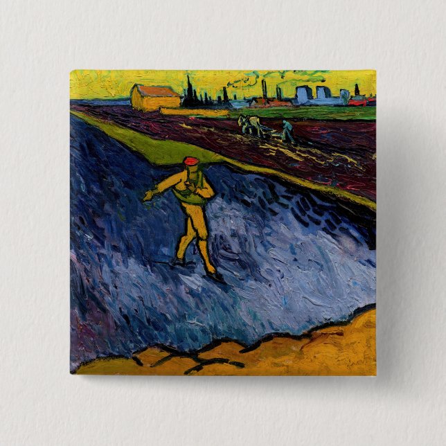 Vincent van Gogh - The Sower: Outskirts of Arles 15 Cm Square Badge (Front)