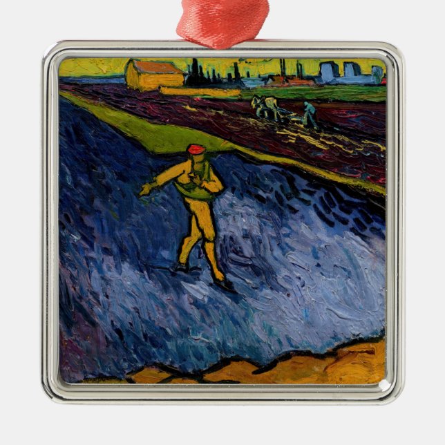 Vincent van Gogh - The Sower: Outskirts of Arles Metal Tree Decoration (Front)