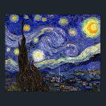 Vincent Van Gogh - The Starry Night Fine Art Poster<br><div class="desc">Vincent Van Gogh's The Starry Night. Oil on canvas from 1889, Starry Night was painted while Van Gogh was in the asylum at Saint-Remy, France, and is considered one of his greatest masterpieces. Although it is a night scene, it was painted during the day and represents the view from the...</div>