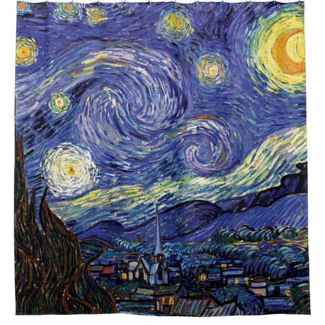 Vincent Van Gogh - The Starry Night Fine Art Shower Curtain (Front)