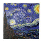 Vincent Van Gogh - The Starry Night Fine Art Tile<br><div class="desc">Vincent Van Gogh's The Starry Night. Oil on canvas from 1889, Starry Night was painted while Van Gogh was in the asylum at Saint-Remy, France, and is considered one of his greatest masterpieces. Although it is a night scene, it was painted during the day and represents the view from the...</div>