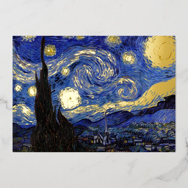 Vincent Van Gogh - The Starry night Foil Holiday Card (Front)