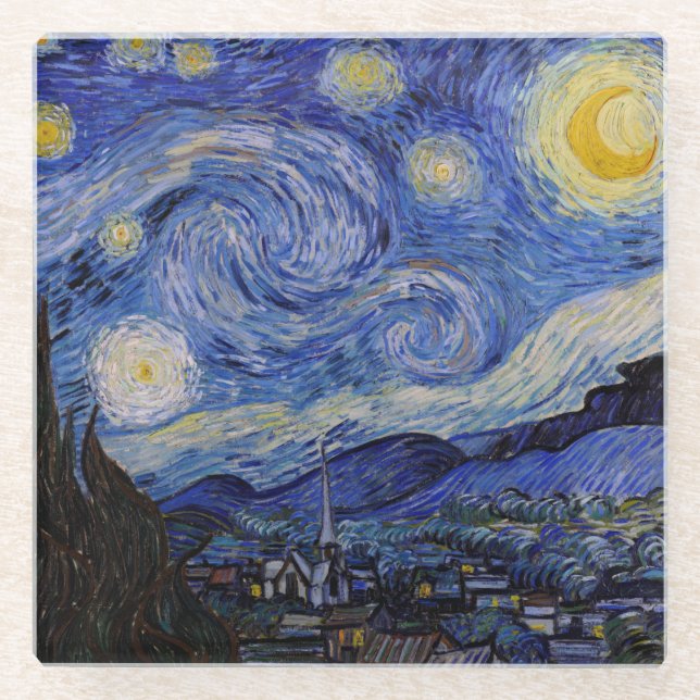 Vincent Van Gogh - The Starry night Glass Coaster (Front)