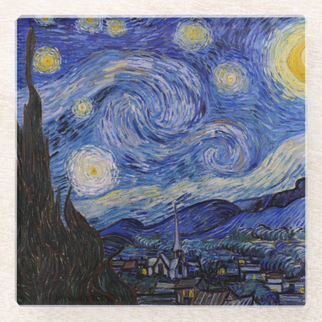 Vincent Van Gogh - The Starry night Glass Coaster (Front)