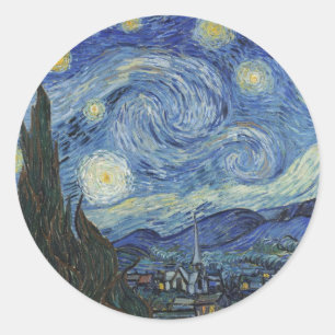 Vincent van Gogh   The Starry Night, June 1889 Classic Round Sticker