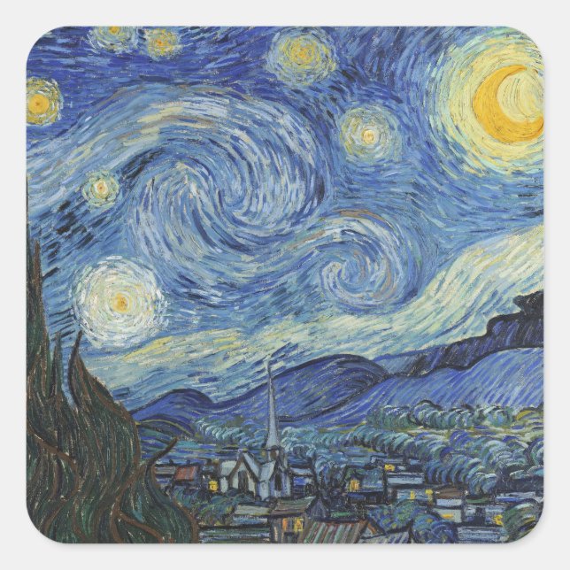 Vincent van Gogh | The Starry Night, June 1889 Square Sticker (Front)