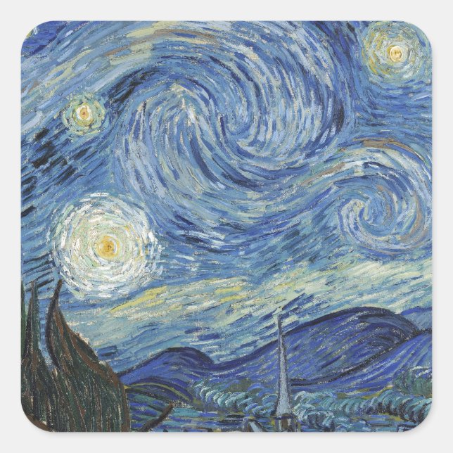 Vincent van Gogh | The Starry Night, June 1889 Square Sticker (Front)