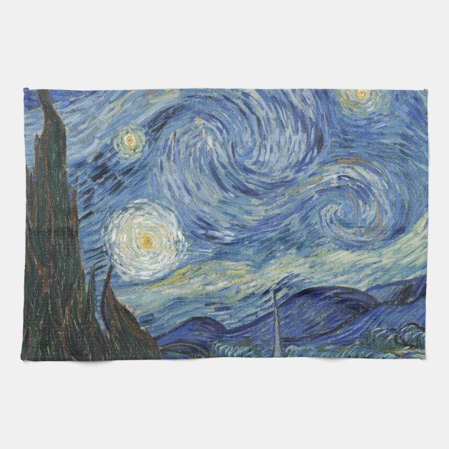 Vincent van Gogh | The Starry Night, June 1889 Tea Towel (Horizontal)