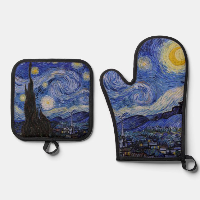 Vincent Van Gogh - The Starry night Oven Mitt & Pot Holder Set (Front)