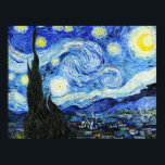 Vincent Van Gogh, The Starry Night painting Poster<br><div class="desc">The Starry Night (Dutch: De sterrennacht) is an oil-on-canvas painting by the Dutch Post-Impressionist painter Vincent van Gogh. Painted in June 1889.</div>