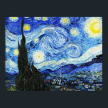 Vincent Van Gogh, The Starry Night painting Poster<br><div class="desc">The Starry Night (Dutch: De sterrennacht) is an oil-on-canvas painting by the Dutch Post-Impressionist painter Vincent van Gogh. Painted in June 1889.</div>