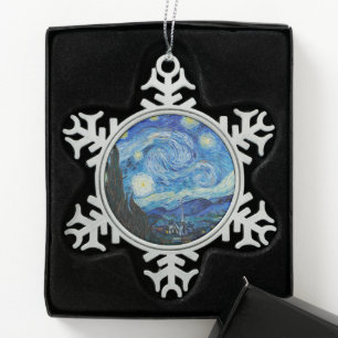 Vincent Van Gogh The Starry Night Snowflake Pewter Christmas Ornament