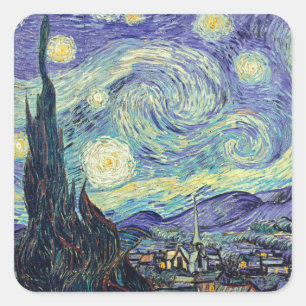 Vincent Van Gogh The Starry Night   Square Sticker