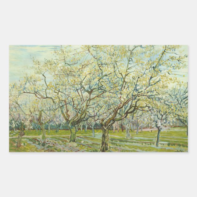 Vincent van Gogh - The White Orchard Rectangular Sticker (Front)
