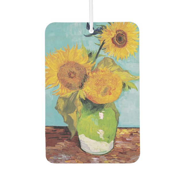 Vincent Van Gogh - Three Sunflowers in a Vase Car Air Freshener (Front)