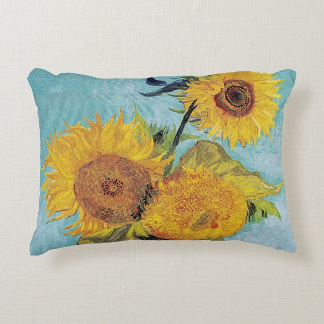 Vincent Van Gogh - Three Sunflowers in a Vase Decorative Cushion (Front)