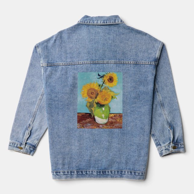 Vincent Van Gogh - Three Sunflowers in a Vase Denim Jacket (Back)