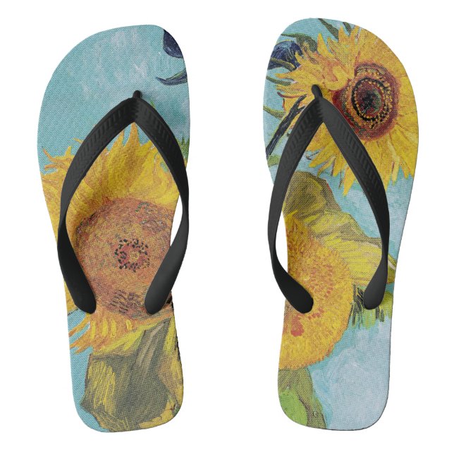 Vincent Van Gogh - Three Sunflowers in a Vase Flip Flops (Footbed)