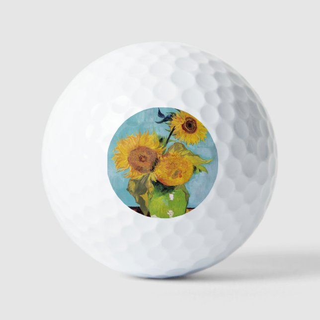 Vincent Van Gogh - Three Sunflowers in a Vase Golf Balls (Front)