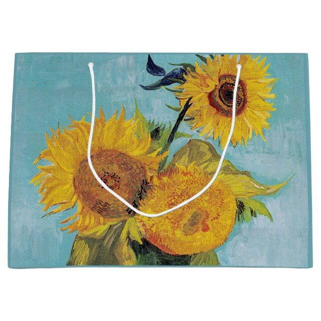 Vincent Van Gogh - Three Sunflowers in a Vase Large Gift Bag (Front)