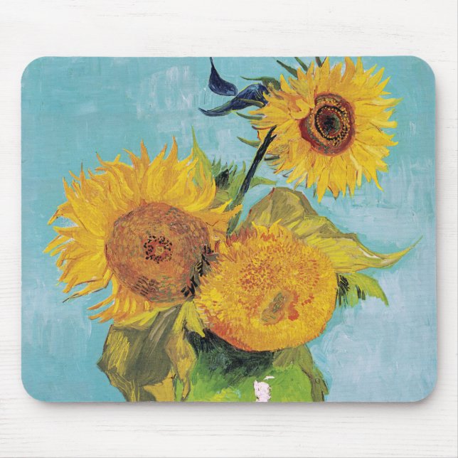 Vincent Van Gogh - Three Sunflowers in a Vase Mouse Mat (Front)