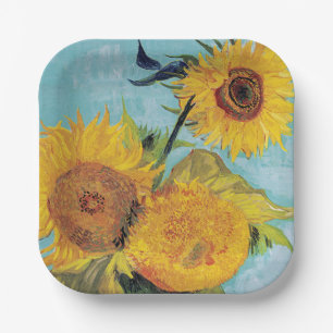 Vincent Van Gogh - Three Sunflowers in a Vase Paper Plate