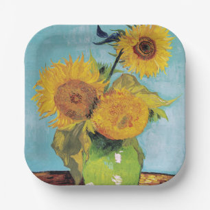 Vincent Van Gogh - Three Sunflowers in a Vase Paper Plate