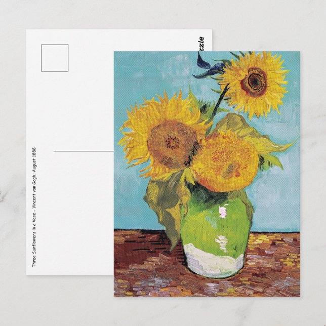 Vincent Van Gogh - Three Sunflowers in a Vase Postcard (Front/Back)