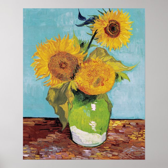 Vincent Van Gogh - Three Sunflowers in a Vase Poster (Front)