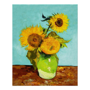 Vincent Van Gogh Three Sunflowers In A Vase Poster