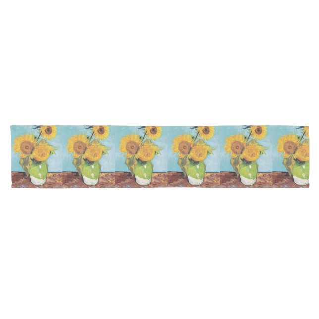 Vincent Van Gogh - Three Sunflowers in a Vase Short Table Runner (Horizontal)