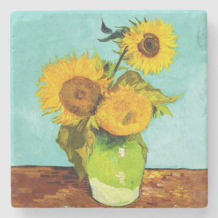 Vincent Van Gogh Three Sunflowers In A Vase Stone Coaster