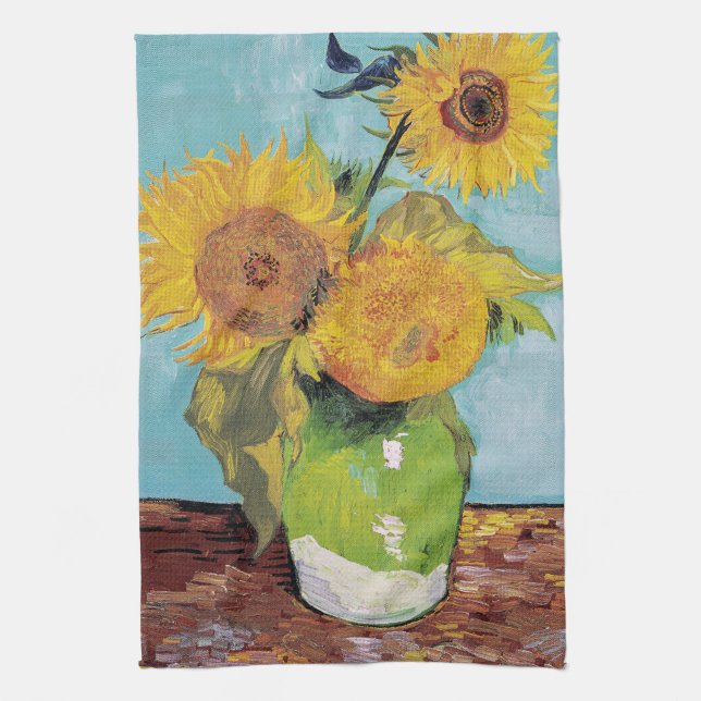 Vincent Van Gogh - Three Sunflowers in a Vase Tea Towel (Vertical)