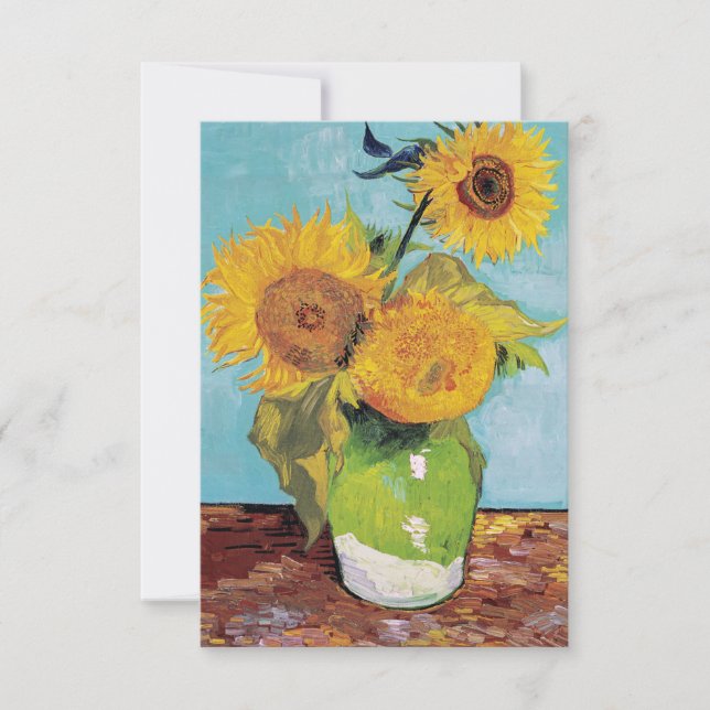 Vincent Van Gogh - Three Sunflowers in a Vase Thank You Card (Front)