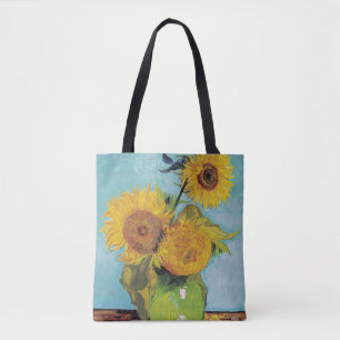 Vincent Van Gogh - Three Sunflowers in a Vase Tote Bag