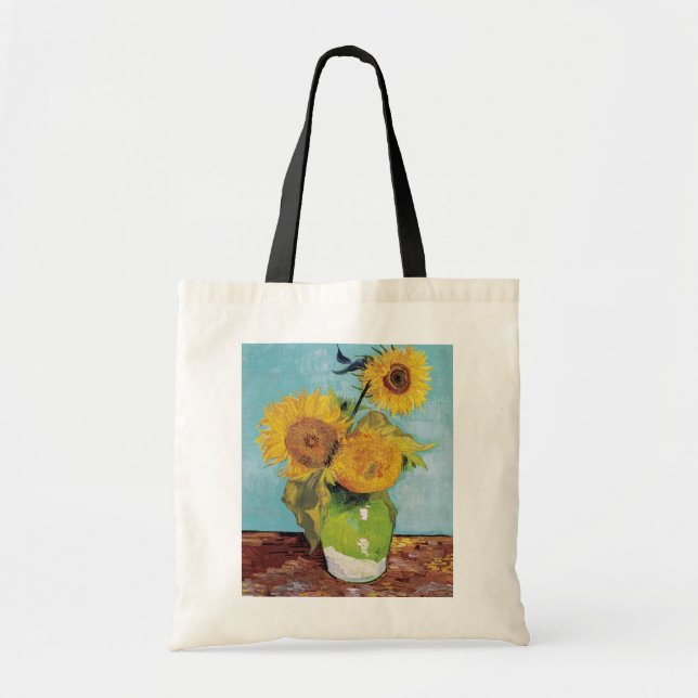 Vincent Van Gogh - Three Sunflowers in a Vase Tote Bag (Front)
