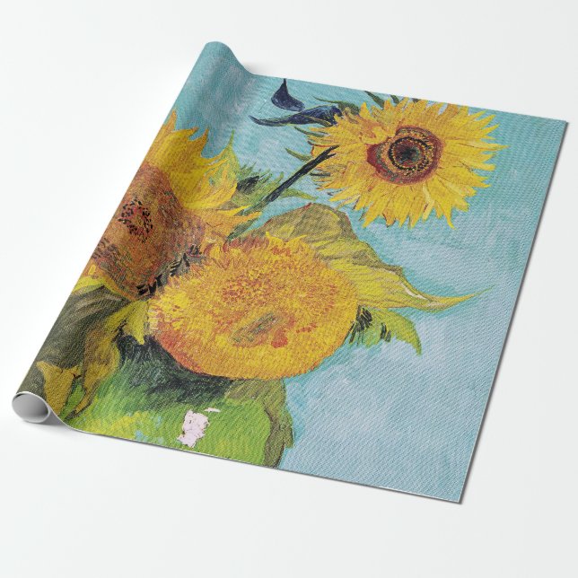 Vincent Van Gogh - Three Sunflowers in a Vase Wrapping Paper (Unrolled)