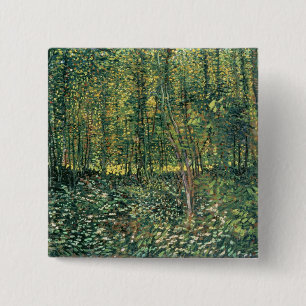Vincent van Gogh Trees and Undergrowth, 1887 15 Cm Square Badge