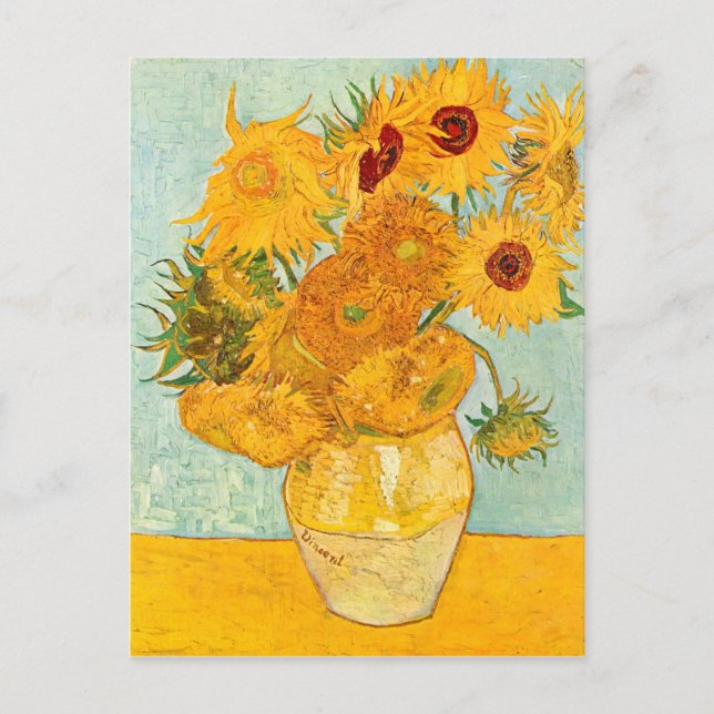 Vincent Van Gogh Twelve Sunflowers In a Vase Art Postcard (Front)