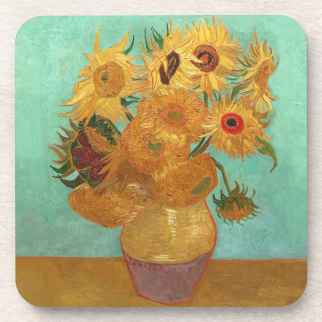 Vincent Van Gogh Twelve Sunflowers In A Vase Coaster (Front)