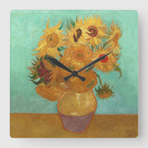Vincent Van Gogh Twelve Sunflowers In A Vase Square Wall Clock
