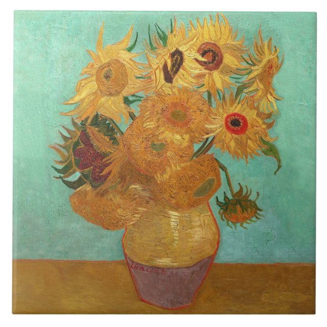 Vincent Van Gogh Twelve Sunflowers In A Vase Tile (Front)