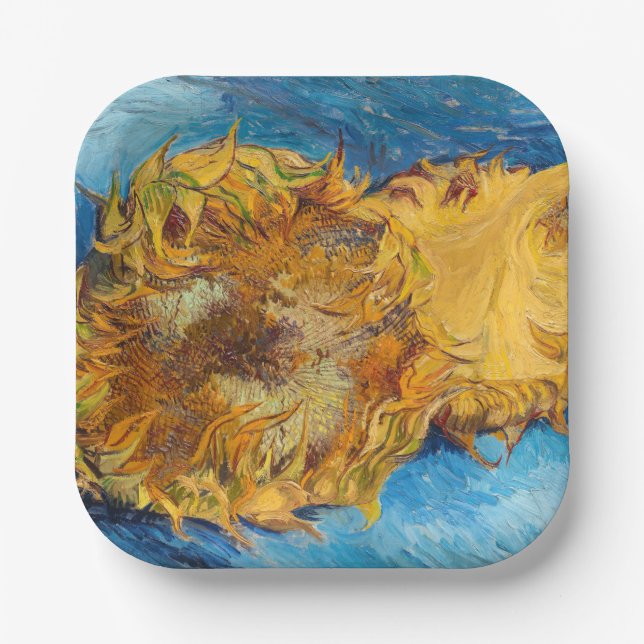 Vincent van Gogh - Two Cut Sunflowers Paper Plate (Front)