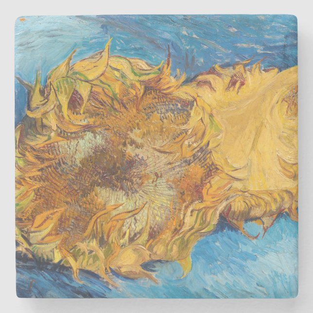 Vincent van Gogh - Two Cut Sunflowers Stone Coaster (Front)