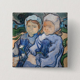 Vincent van Gogh - Two Little Girls 15 Cm Square Badge